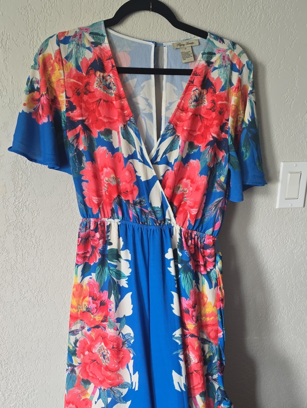 Flying Tomato Blue Maxi Dress with Coral Floral Print